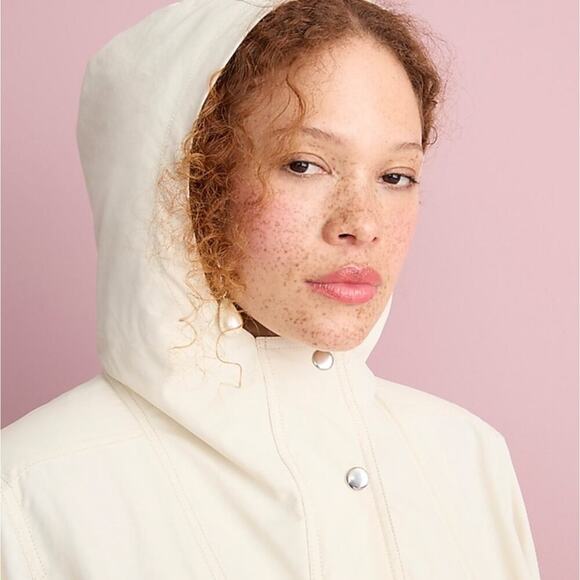 J.Crew Perfect Lightweight Rain Jacket Champagne Cream Size Small - Picture 4 of 14
